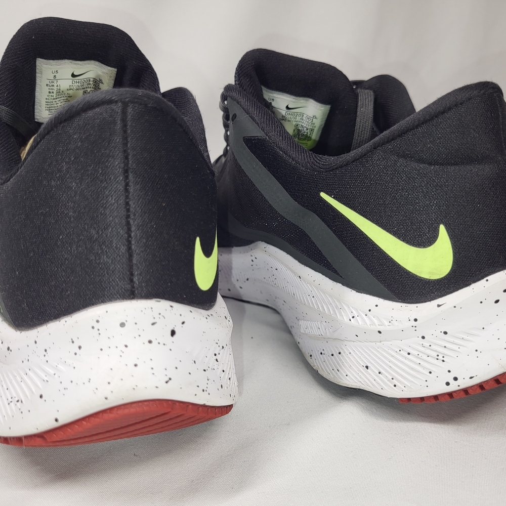 Nike Black Running Shoes with Neon Swoosh Size 8